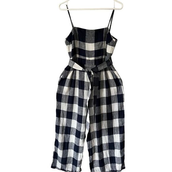 J. Crew Navy and White Checkered Jumpsuit - Picture 2 of 15